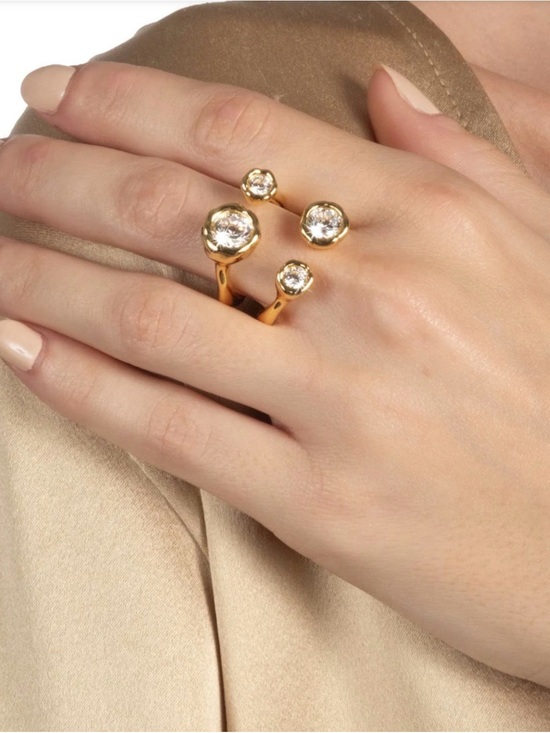 Alexis Bittar Jewelry - NEW Alexis Bittar Asterales Gold Open Ring Size 8 Clear C Z JN28